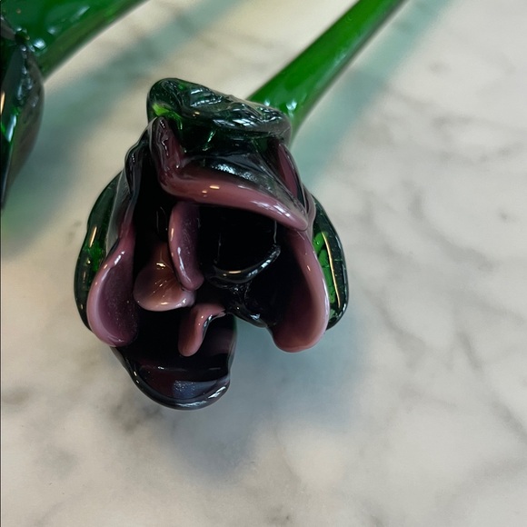 Vintage Glass Flower Stems Green, Purple, Mauve - Picture 2 of 10